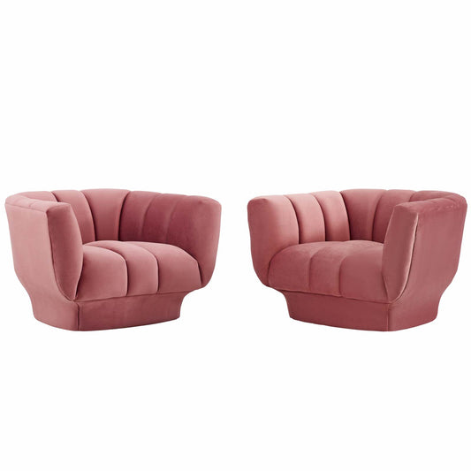 Imprint Velvet Armchair Set of 2, Dusty Rose