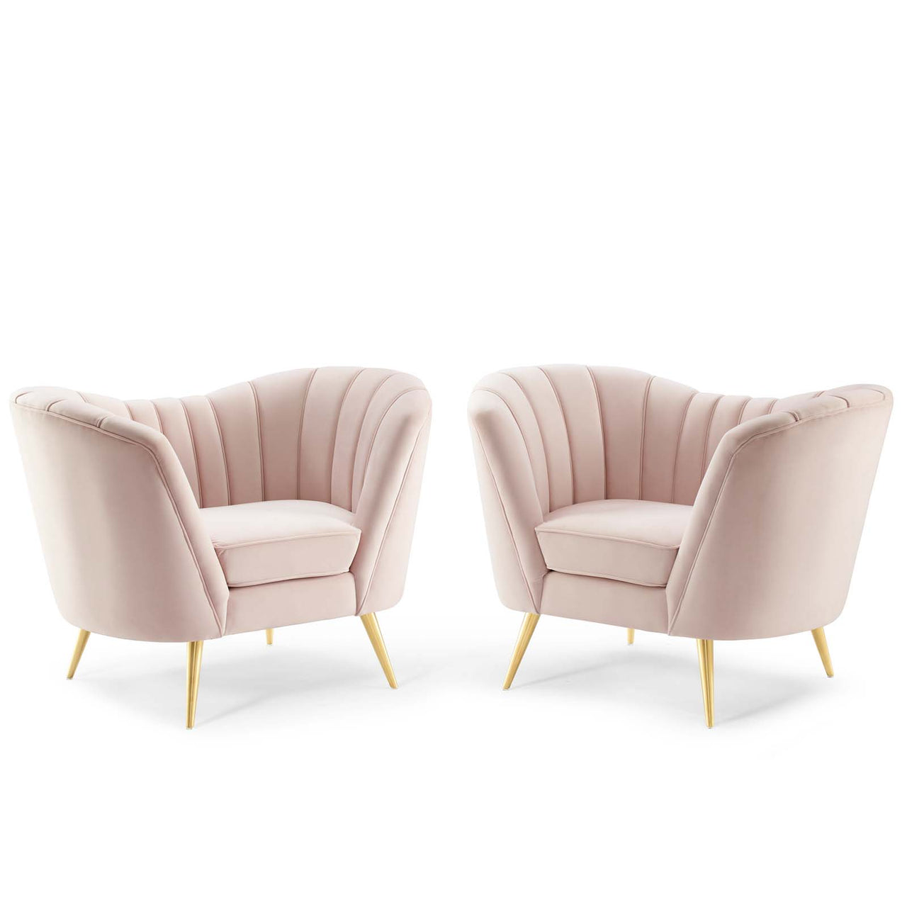 Venus Upholstered Velvet Armchair Set of 2, Pink