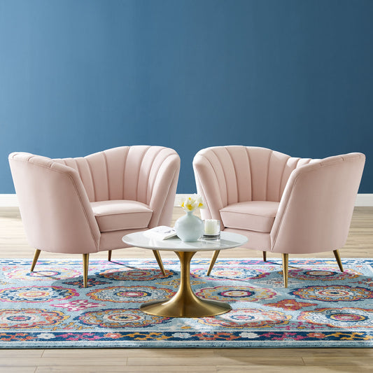 Venus Upholstered Velvet Armchair Set of 2, Pink