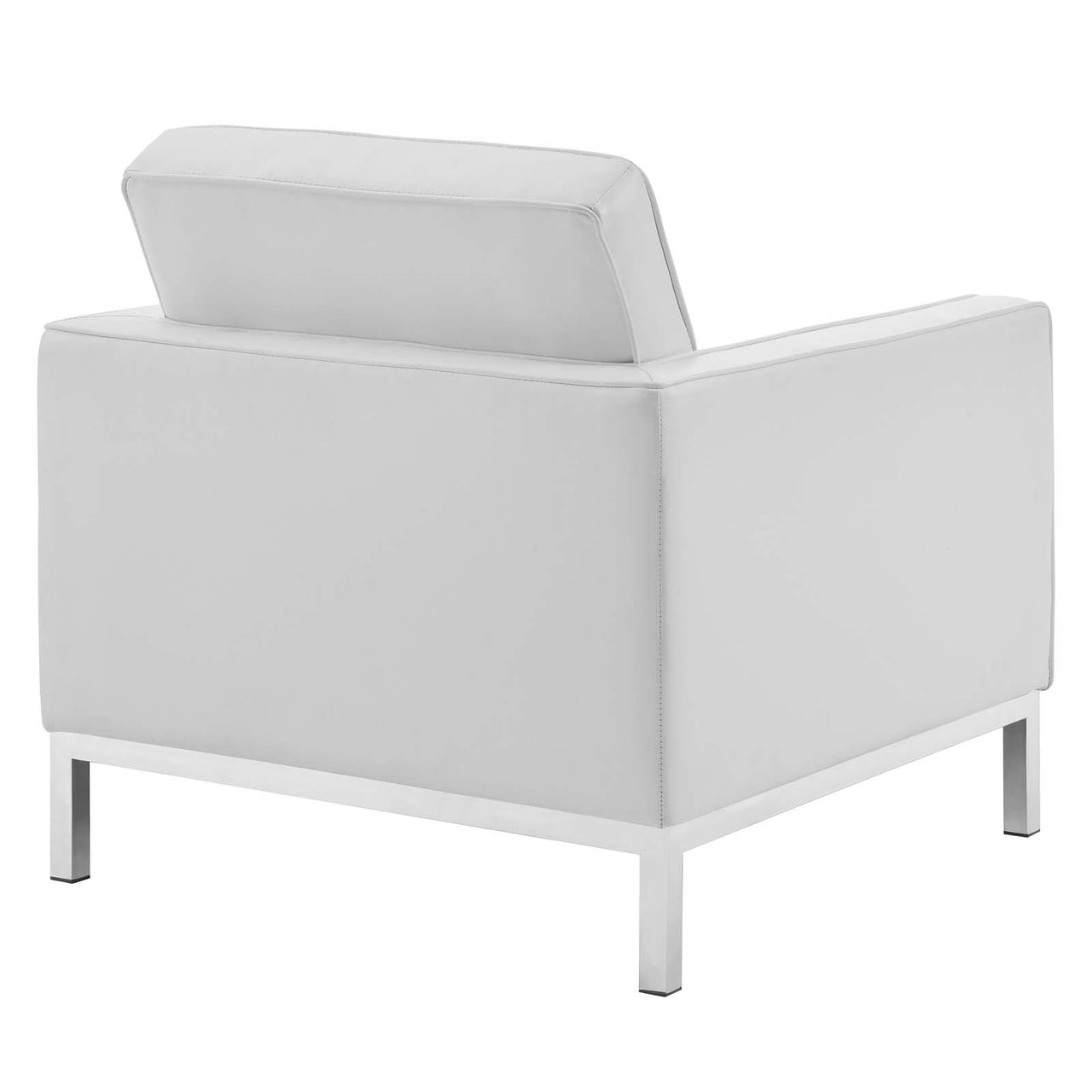 Luma 3-Piece Upholstered Faux Leather Set, Silver & White