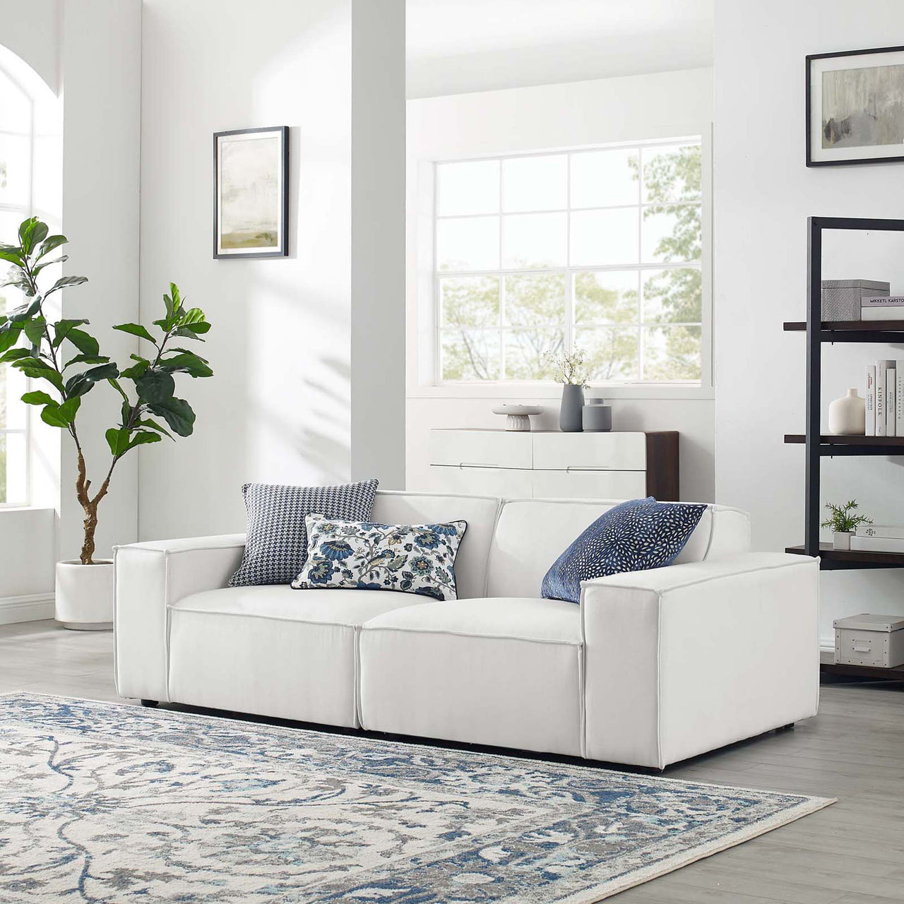 Phoenix Modular Loveseat Sectional, White