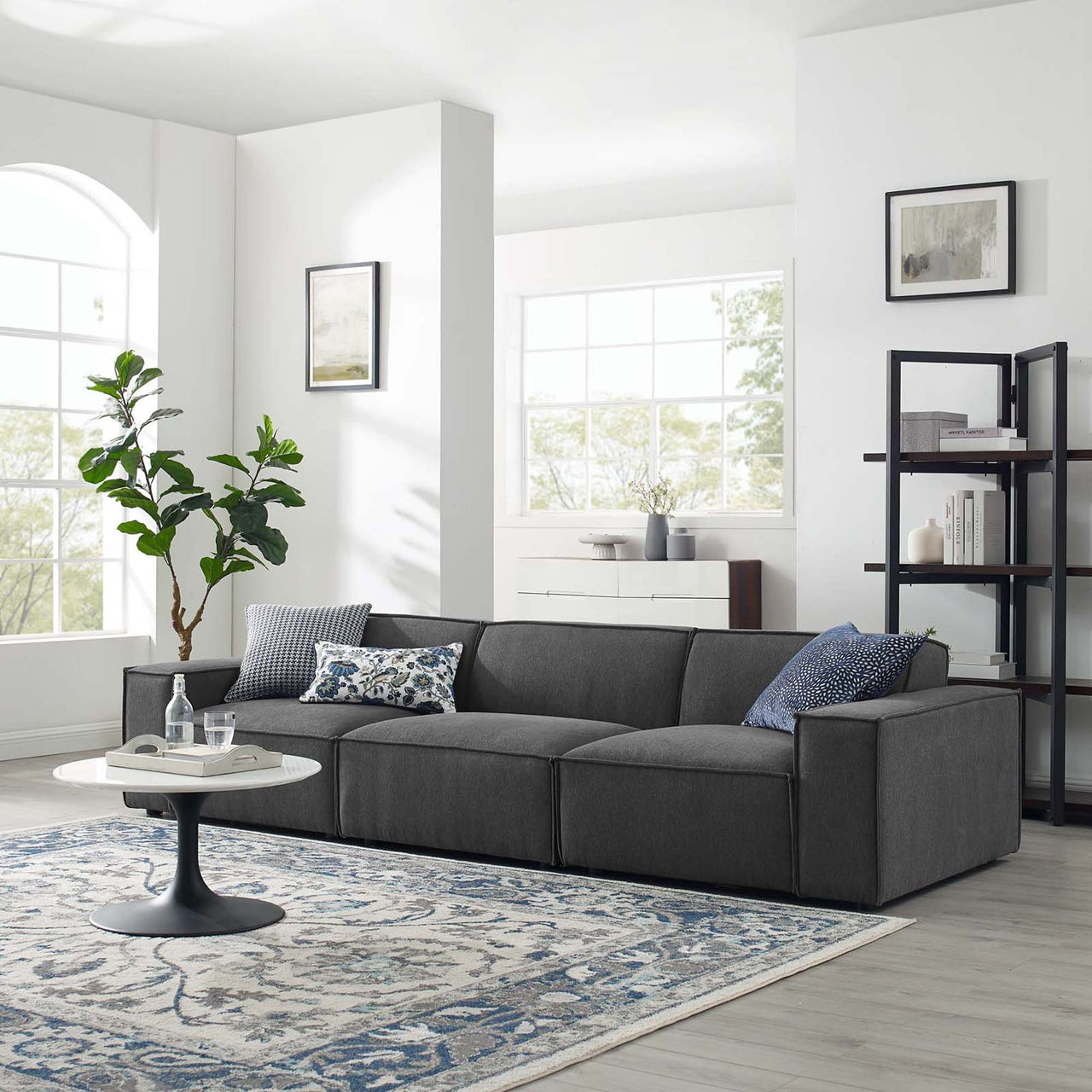 Phoenix 3-Piece Modular Sofa Sectional, Charcoal