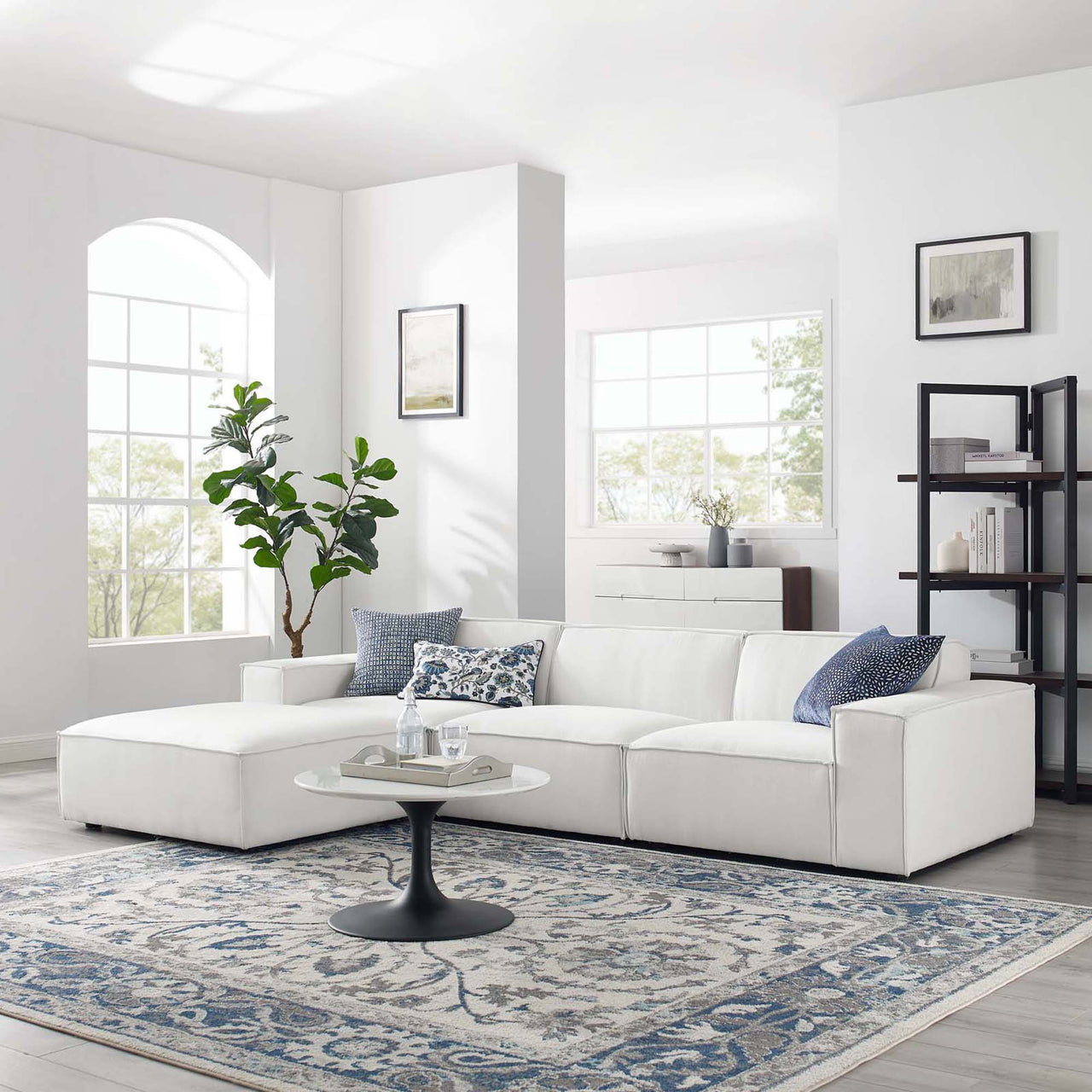 Phoenix 4-Piece Modular L-Shaped Sectional, White