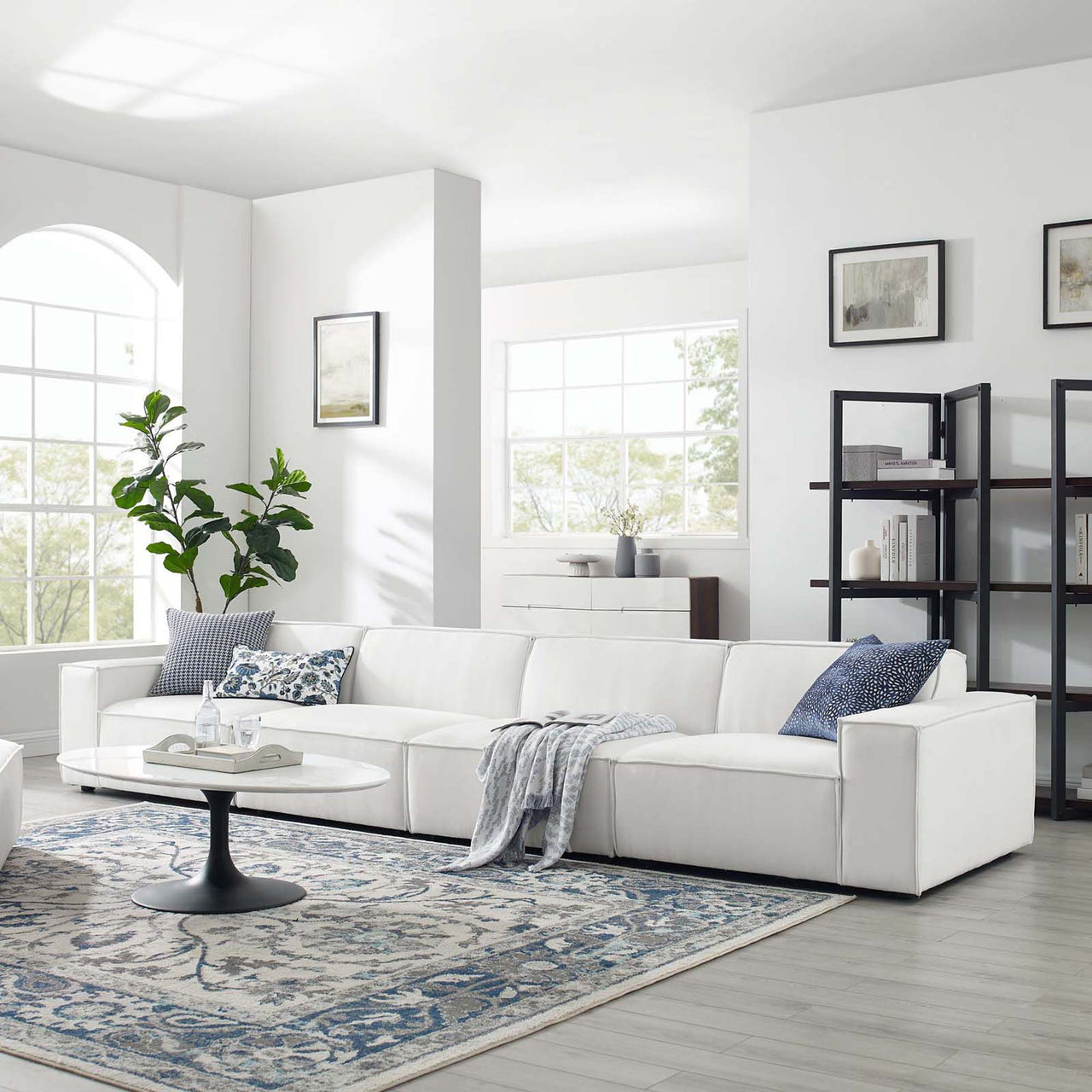 Phoenix 4-Piece Modular Sofa Sectional, White