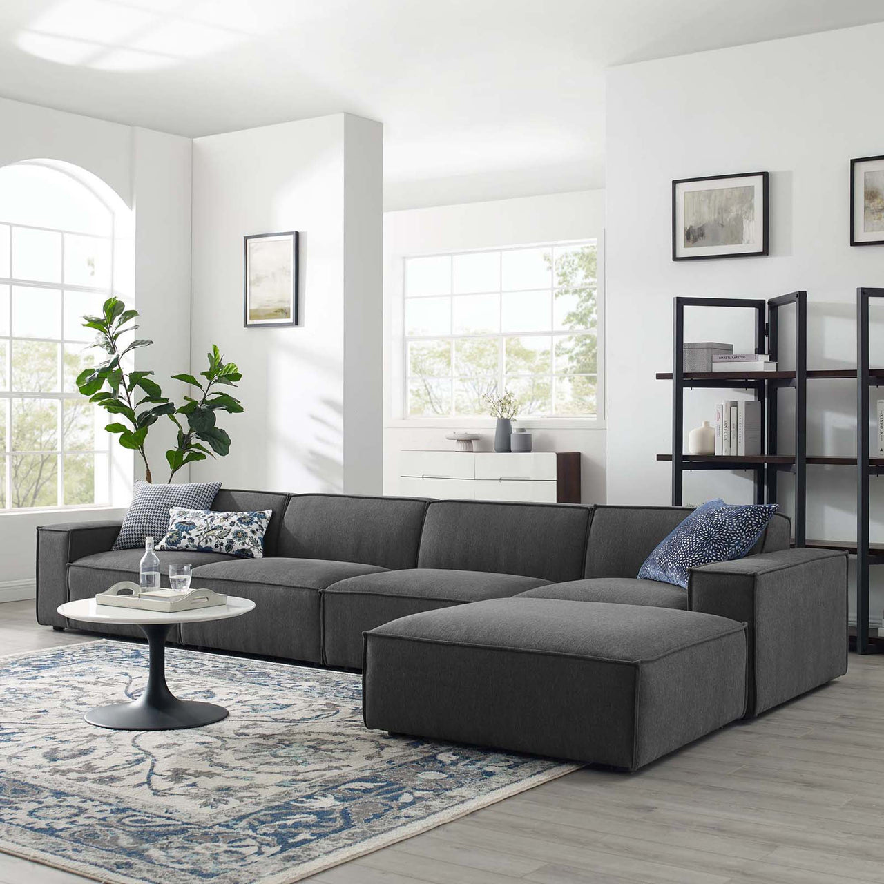 Phoenix 5-Piece Modular L-Shaped Sectional, Charcoal