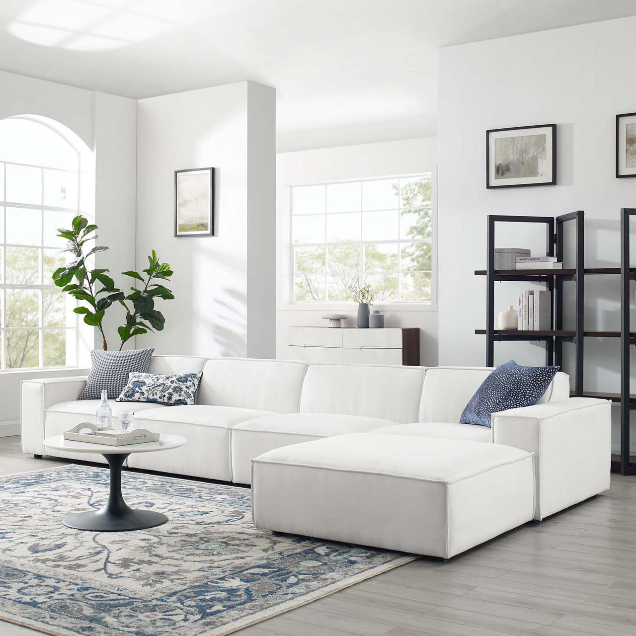 Phoenix 5-Piece Modular L-Shaped Sectional, White