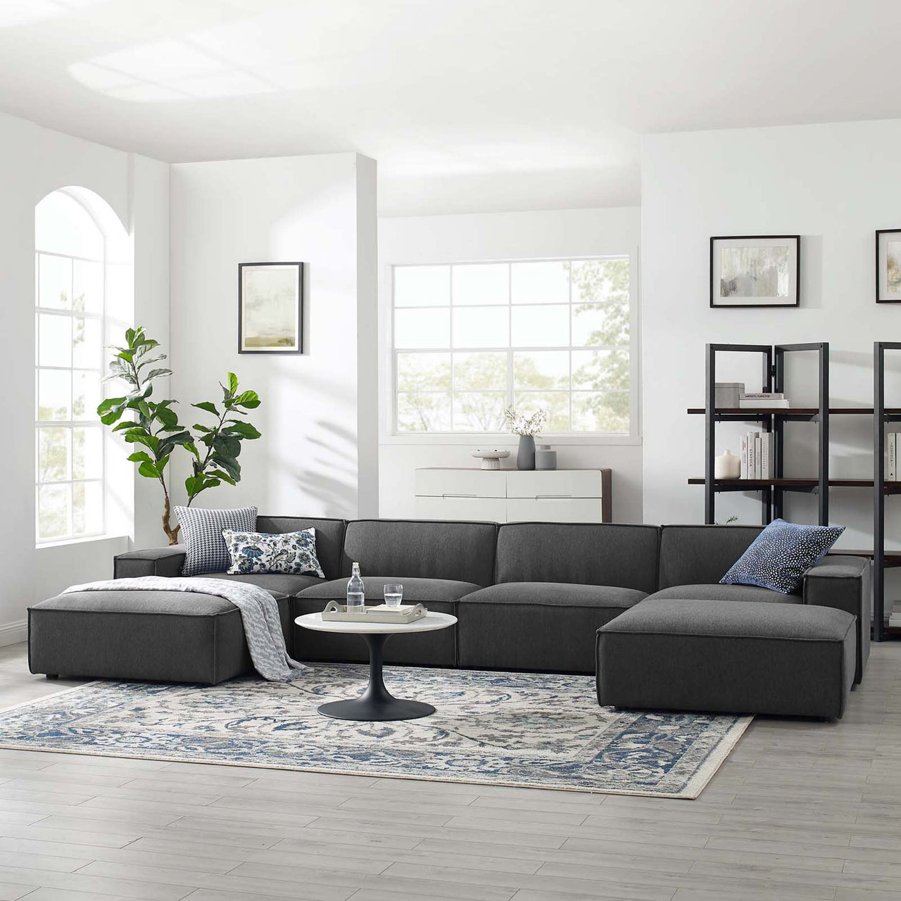 Phoenix 6-Piece Modular U-Shaped Sectional, Charcoal