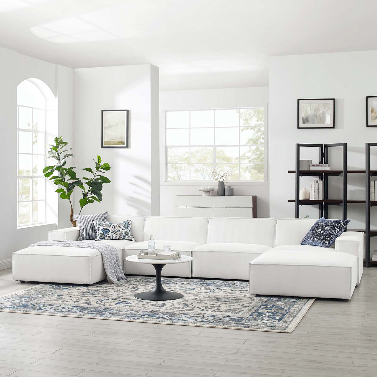Phoenix 6-Piece Modular U-Shaped Sectional, White