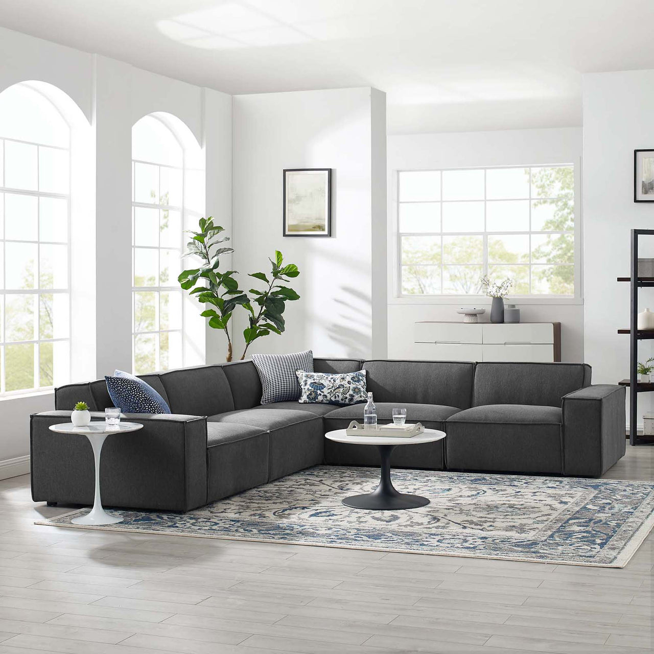 Phoenix 5-Piece Modular Corner Sectional, Charcoal