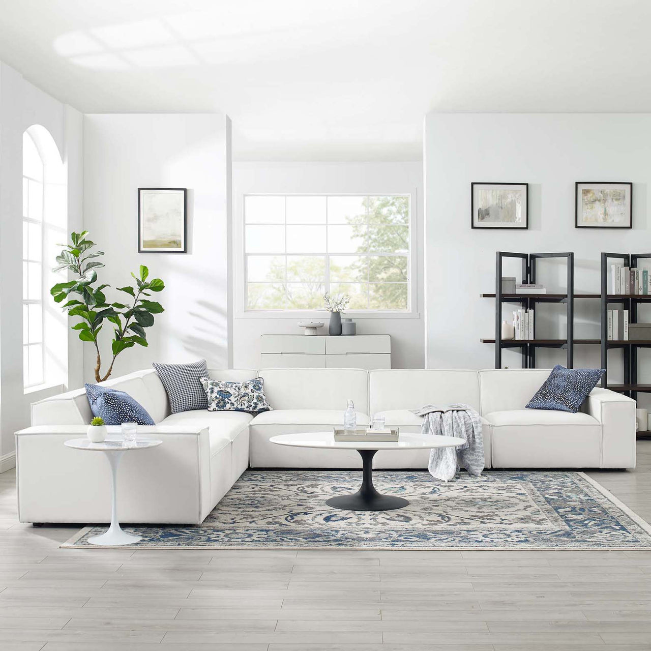 Phoenix 6-Piece Modular L-Shaped Corner Sectional, White
