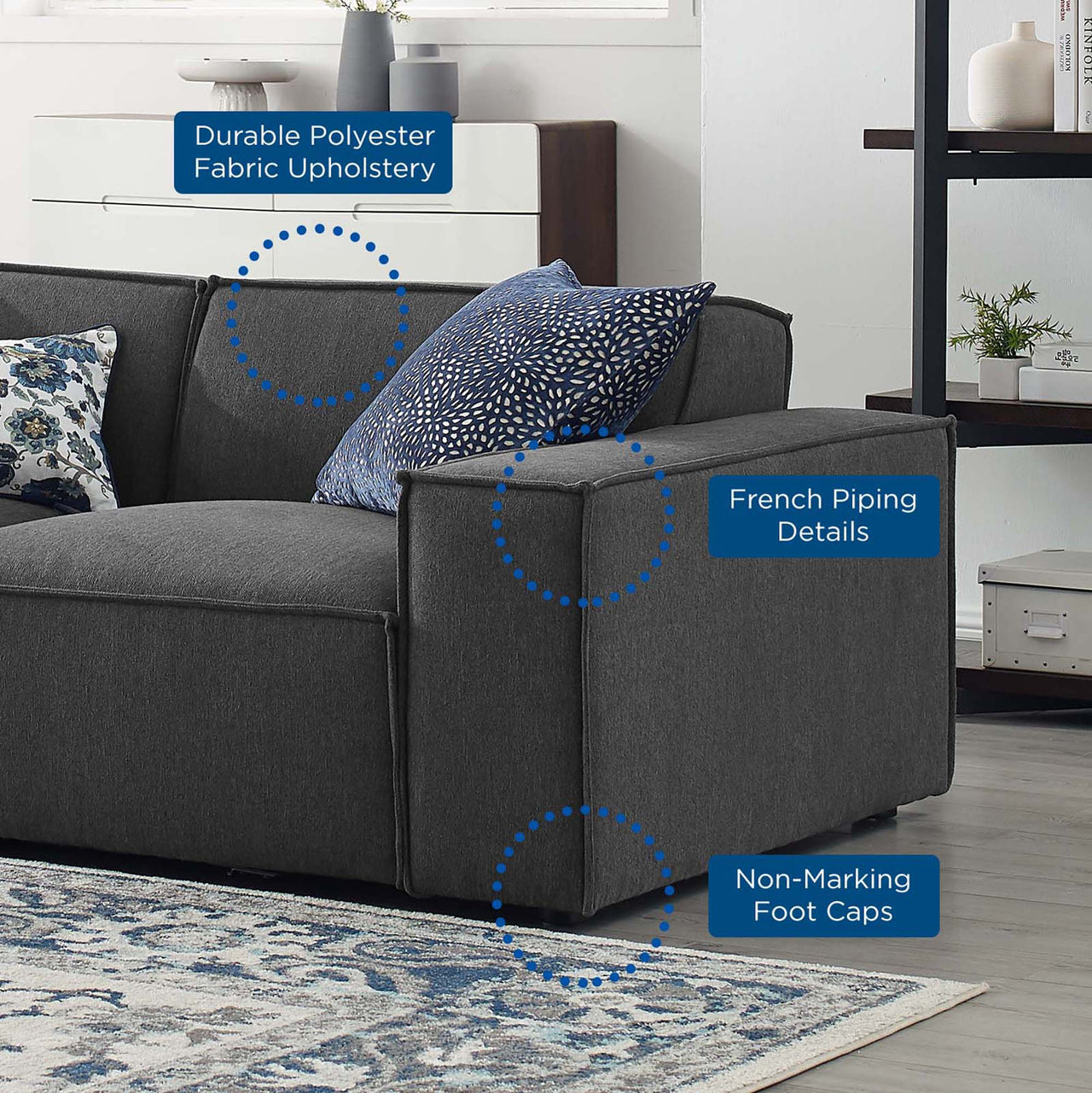 Phoenix 7-Piece Modular Sectional, Charcoal