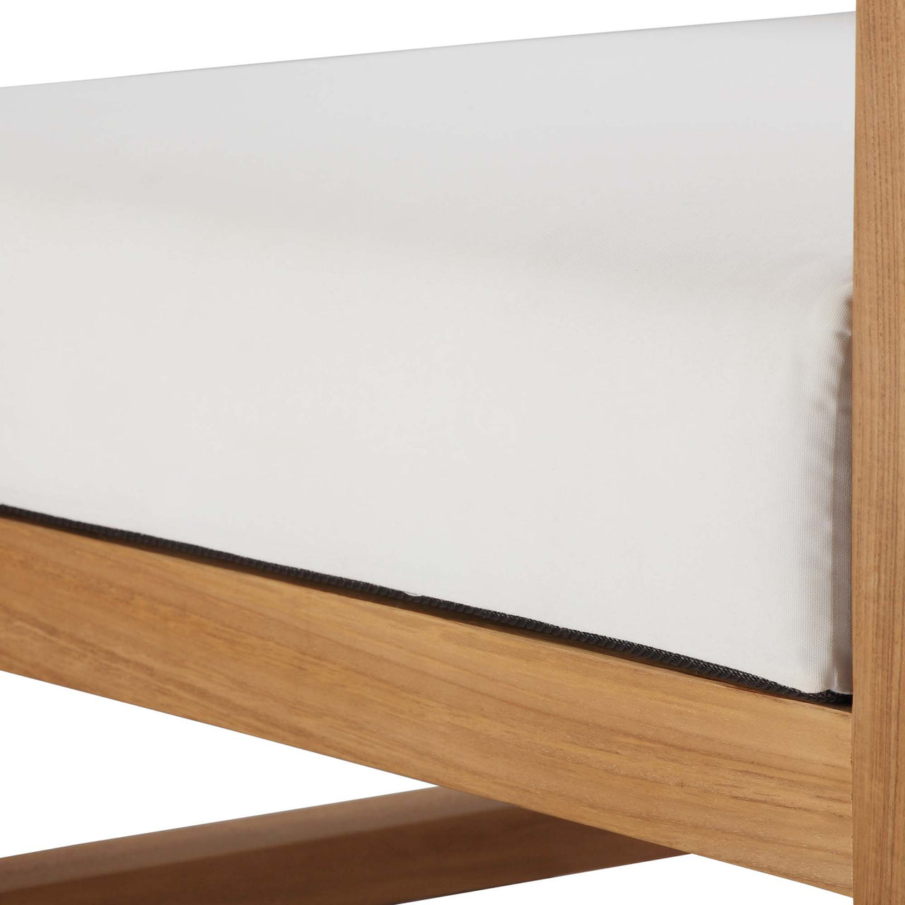 Rizer Alfresco Grade-A Teak Right-Arm Chair | Outdoor Modular Sectional Component, Natural Wood & White