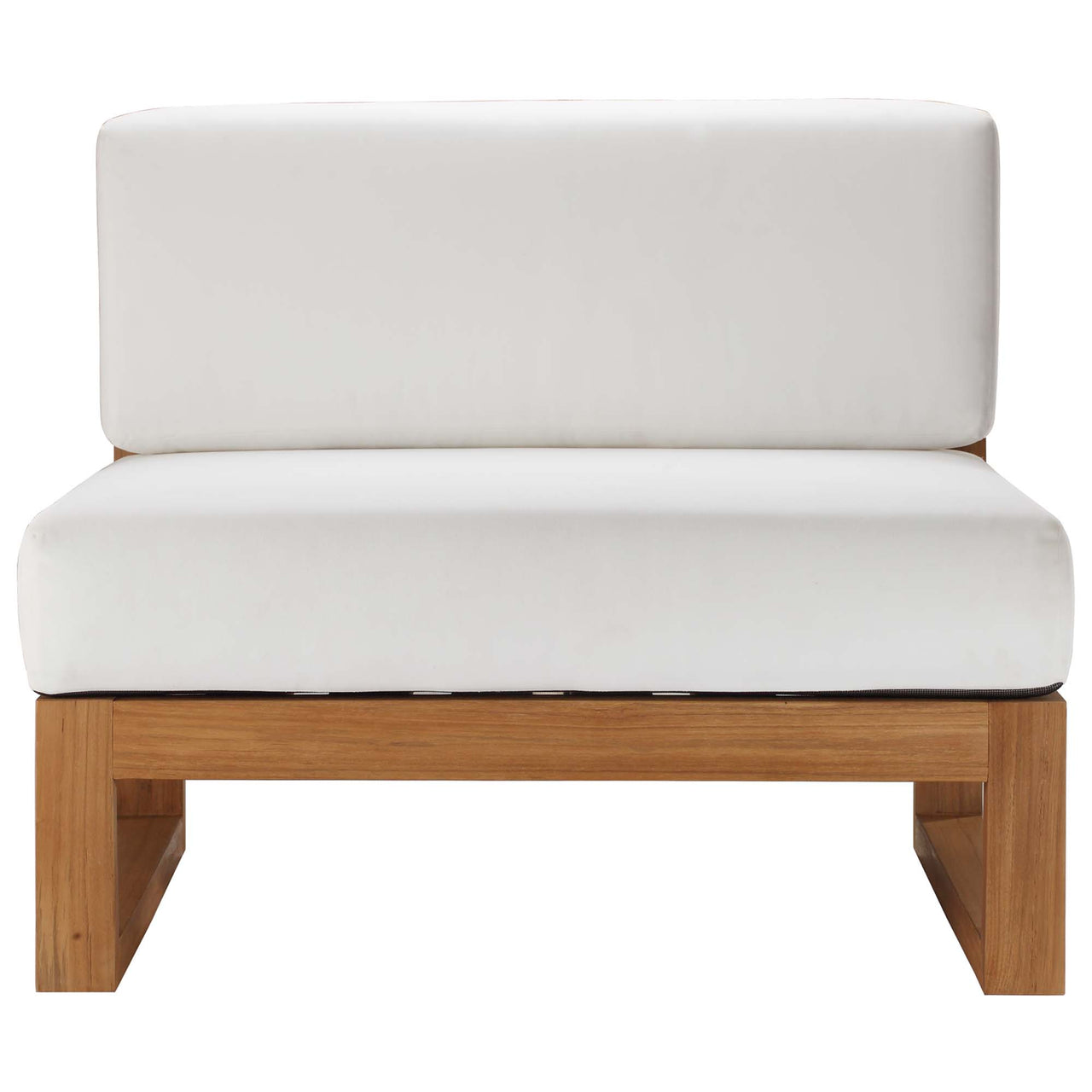 Rizer Alfresco Grade-A Teak Armless Chair | Outdoor Modular Sectional Component, Natural Wood & White