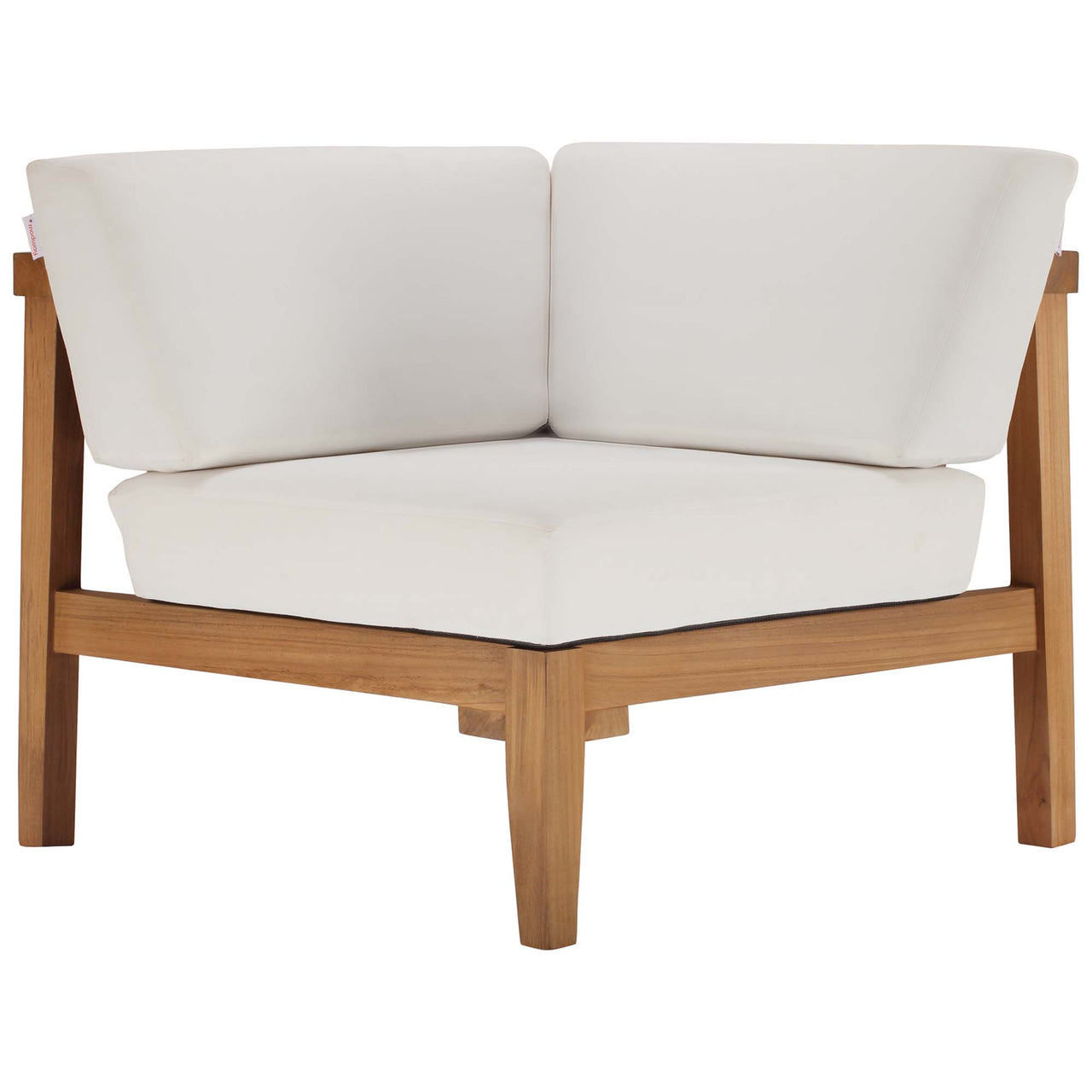 Brentford Alfresco Corner Chair | Outdoor Modular Sectional Component, Natural Wood & White