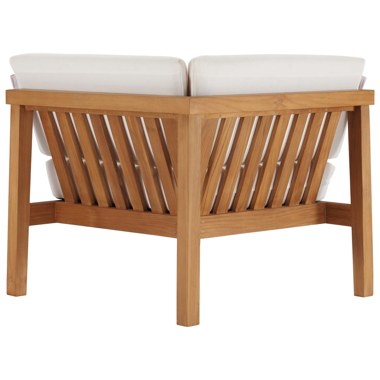 Brentford Alfresco Corner Chair | Outdoor Modular Sectional Component, Natural Wood & White