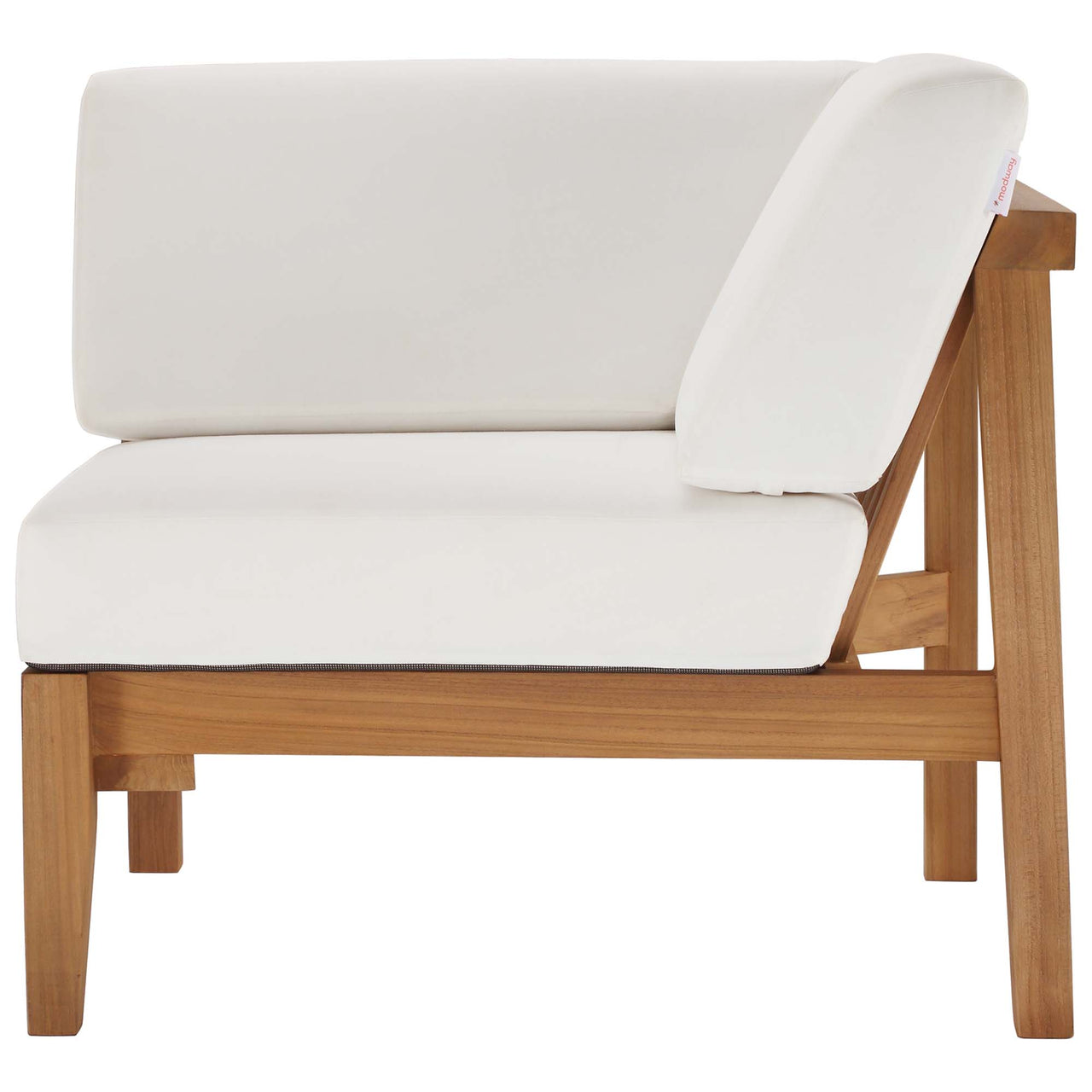 Brentford Alfresco Corner Chair | Outdoor Modular Sectional Component, Natural Wood & White
