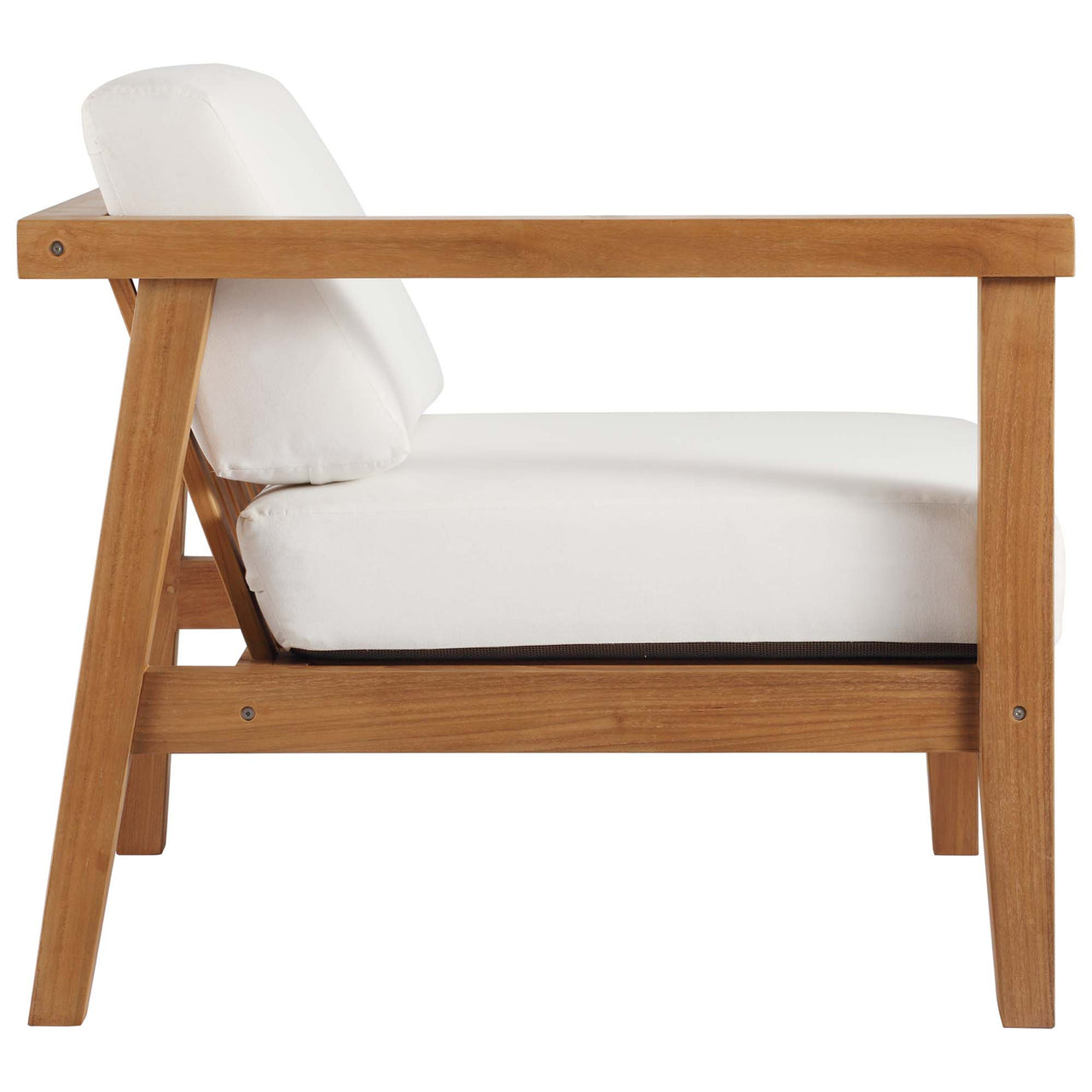 Brentford Alfresco Left-Arm Chair | Outdoor Modular Sectional Component, Natural Wood & White