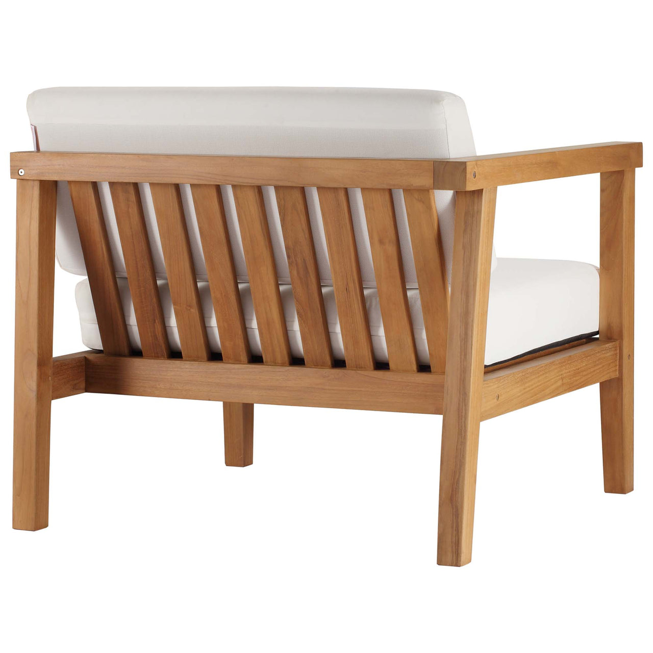 Brentford Alfresco Left-Arm Chair | Outdoor Modular Sectional Component, Natural Wood & White