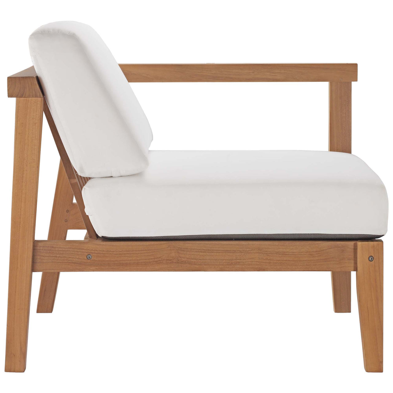 Brentford Alfresco Right-Arm Chair | Outdoor Modular Sectional Component, Natural Wood & White