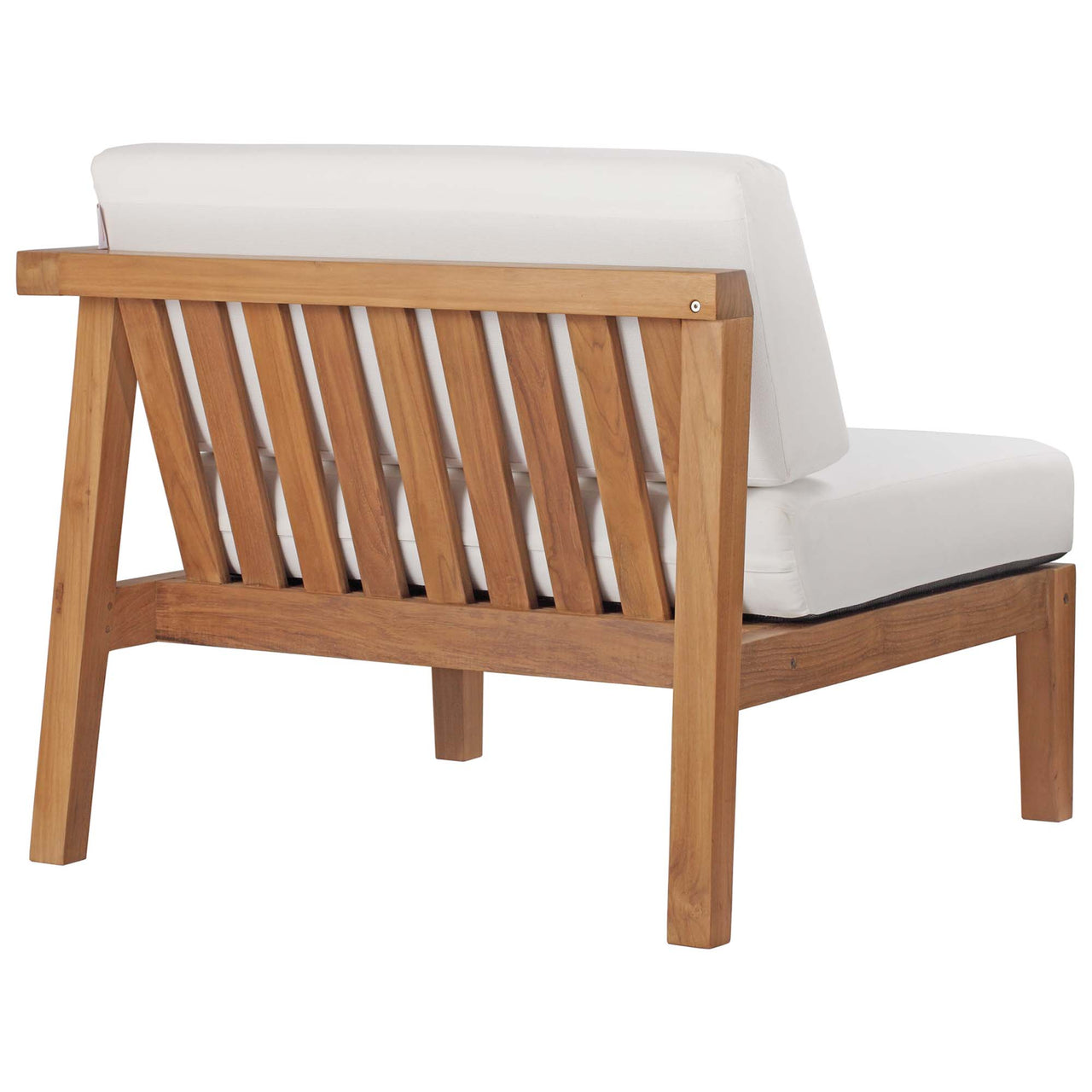 Brentford Alfresco Right-Arm Chair | Outdoor Modular Sectional Component, Natural Wood & White