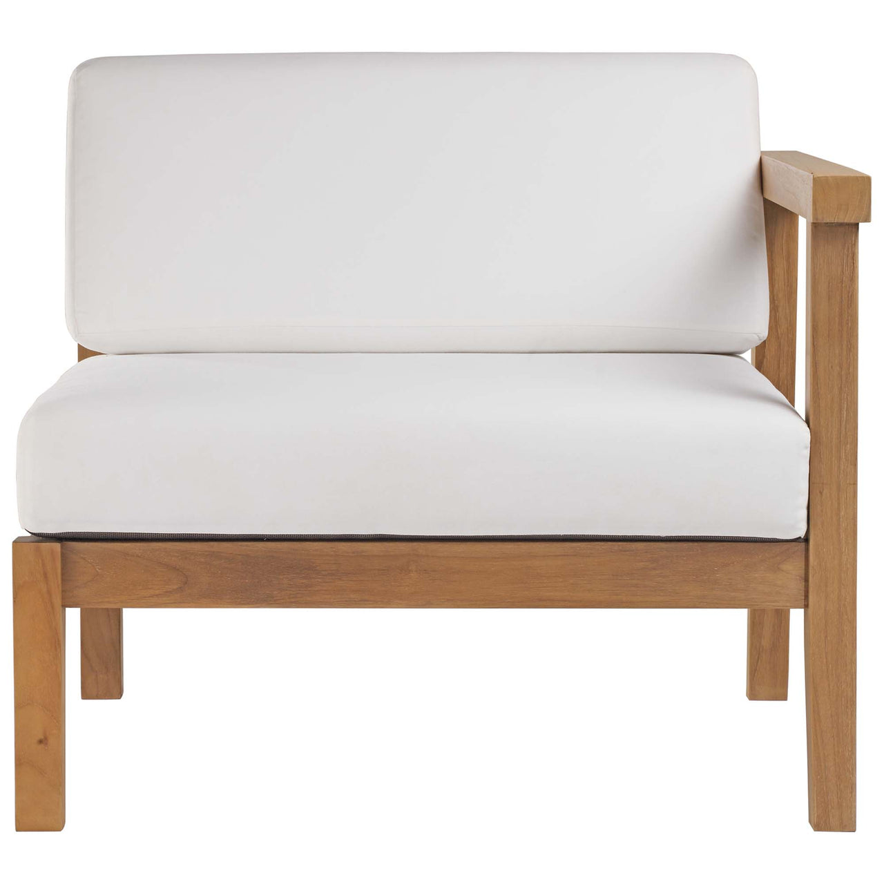 Brentford Alfresco Right-Arm Chair | Outdoor Modular Sectional Component, Natural Wood & White