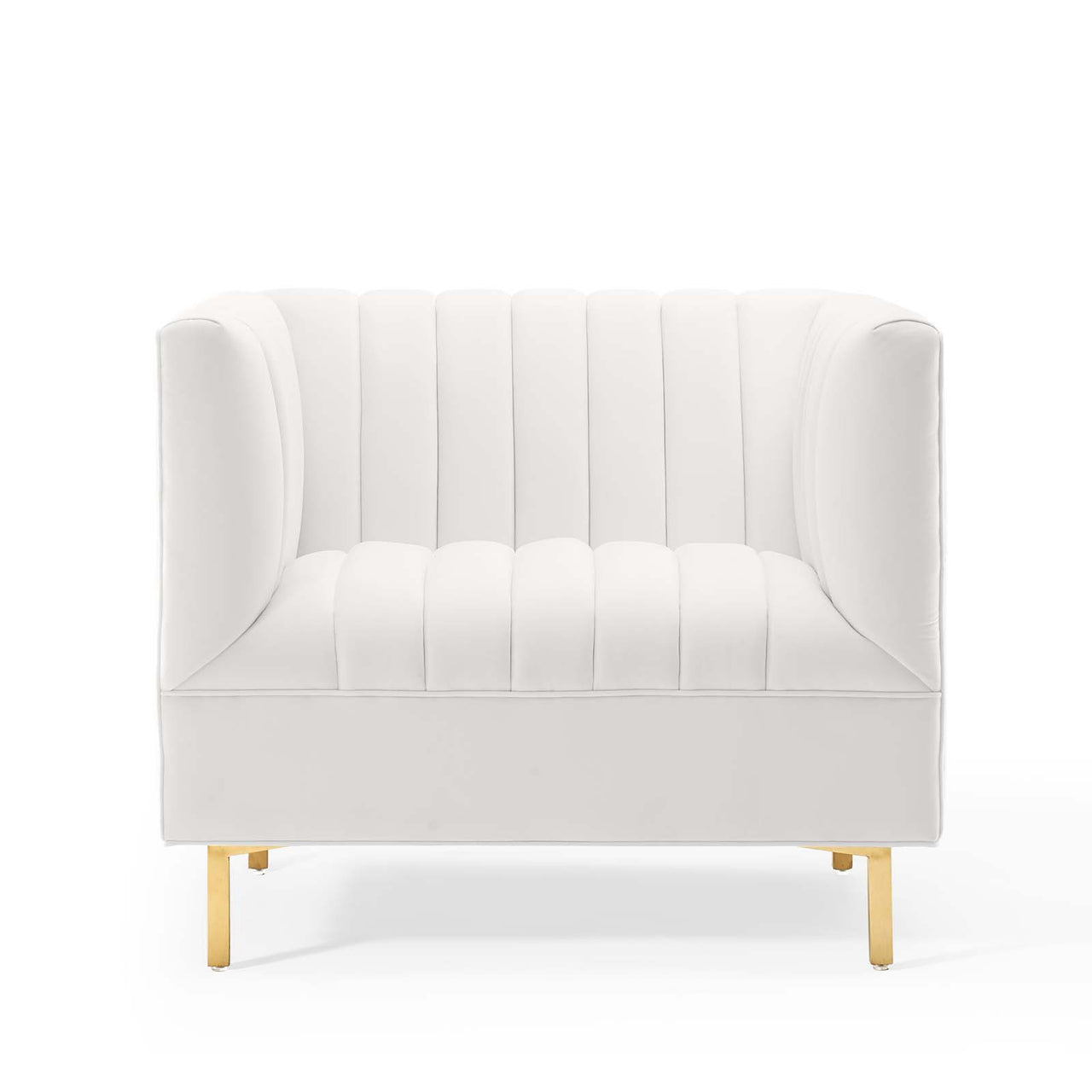 Dapper Upholstered Velvet Armchair, White
