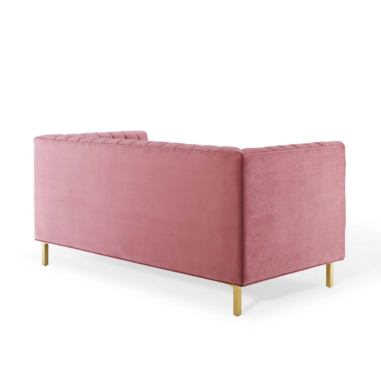 Dapper Upholstered Velvet Loveseat, Dusty Rose