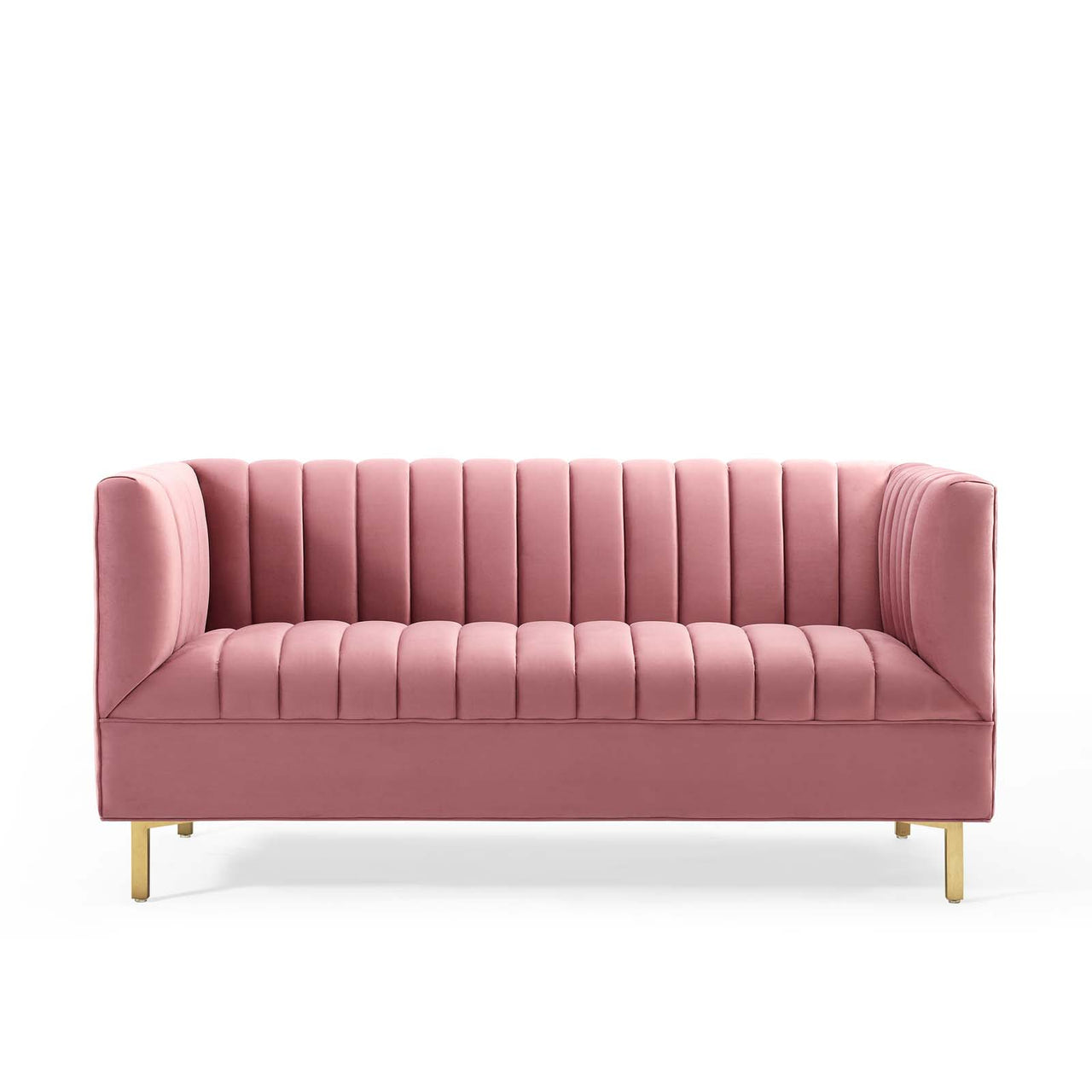 Dapper Upholstered Velvet Loveseat, Dusty Rose