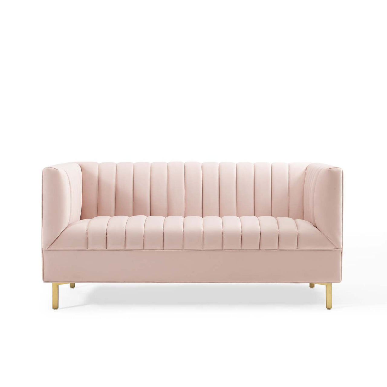 Dapper Upholstered Velvet Loveseat, Pink