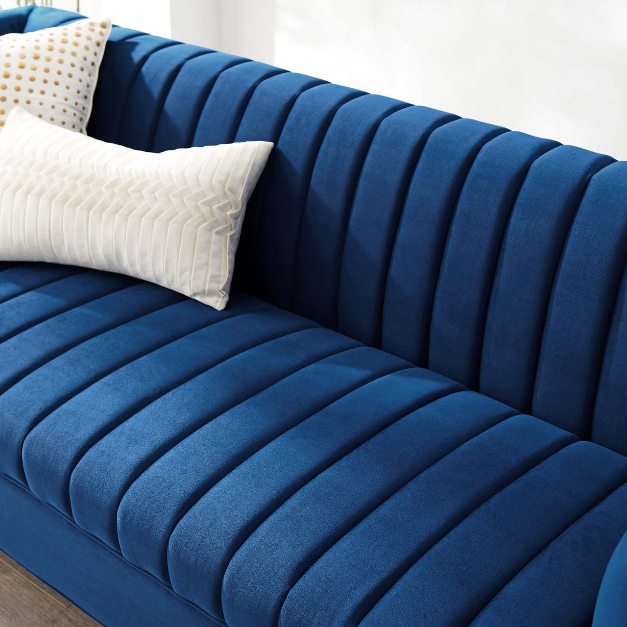Dapper Upholstered Velvet Sofa, Navy