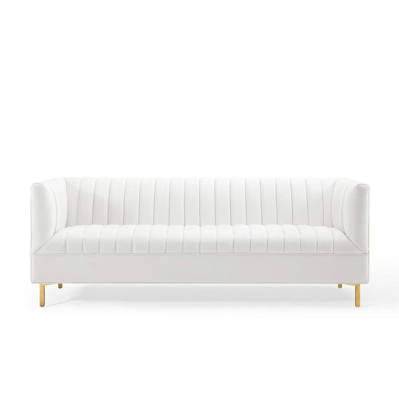 Dapper Upholstered Velvet Sofa, White