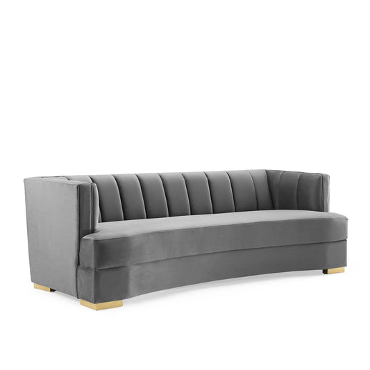 Corviere Velvet Sofa, Gray