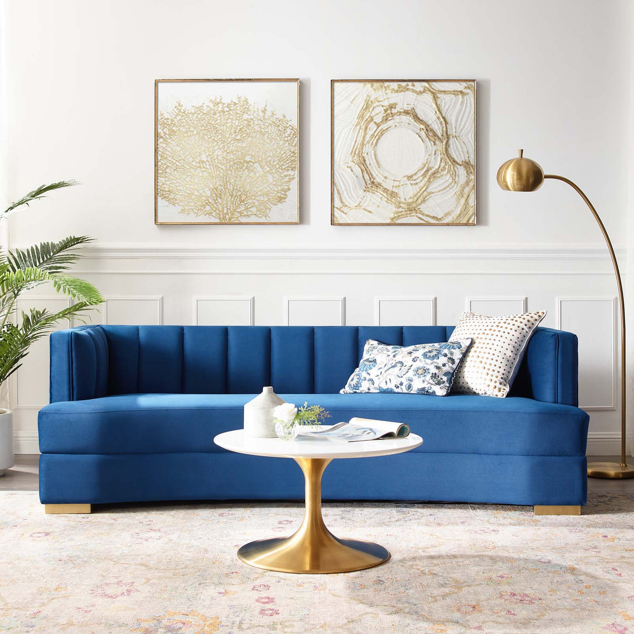 Corviere Velvet Sofa, Navy