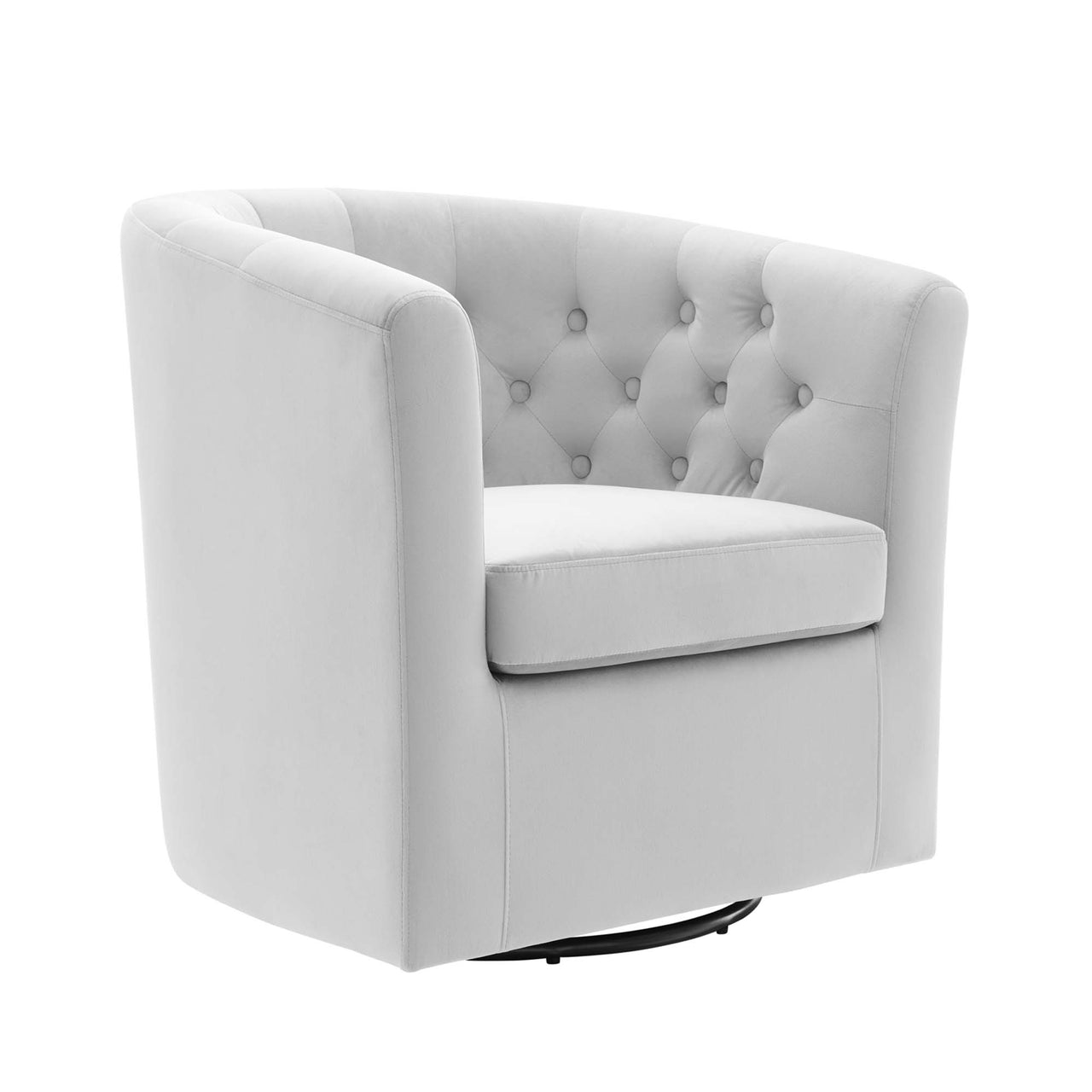 Alessa Upholstered Velvet Swivel Armchair, Light Gray
