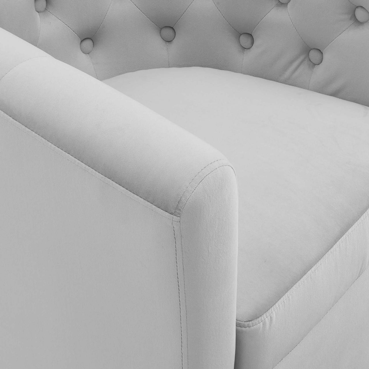 Alessa Upholstered Velvet Swivel Armchair, Light Gray