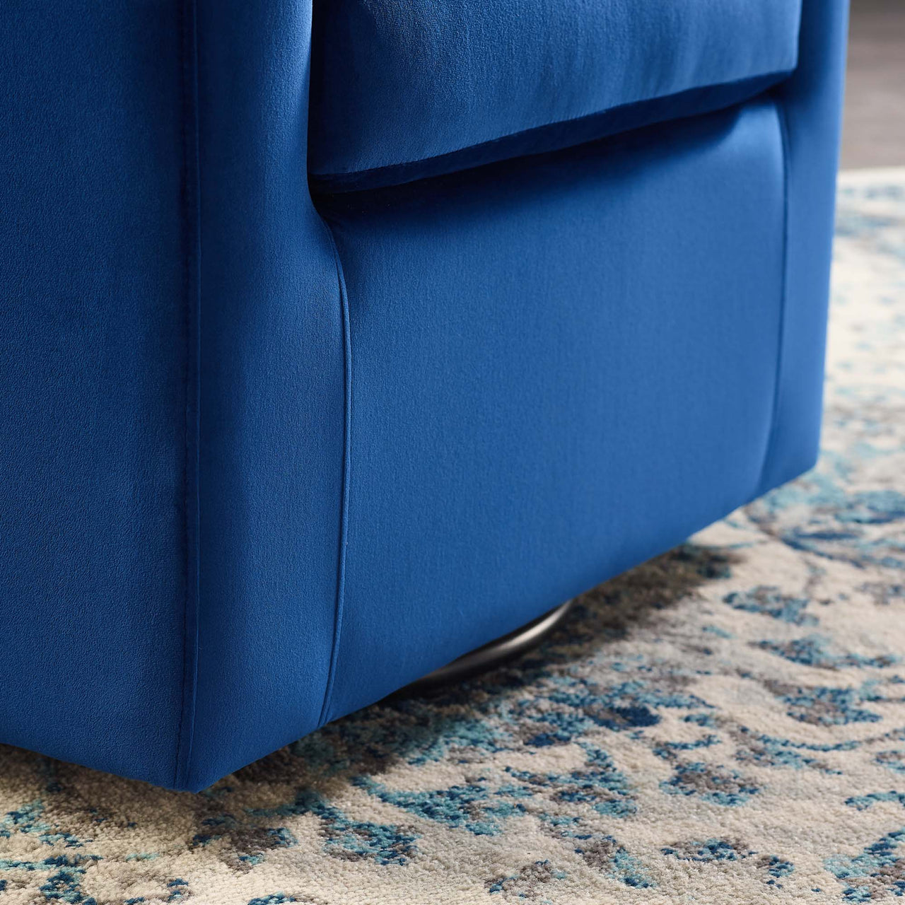 Alessa Upholstered Velvet Swivel Armchair, Navy