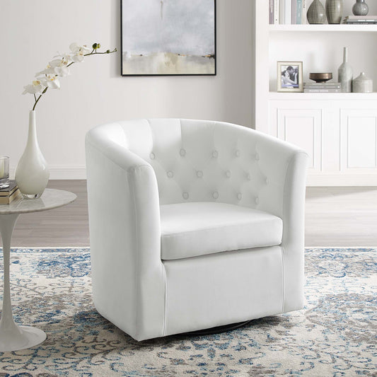 Alessa Upholstered Velvet Swivel Armchair, White