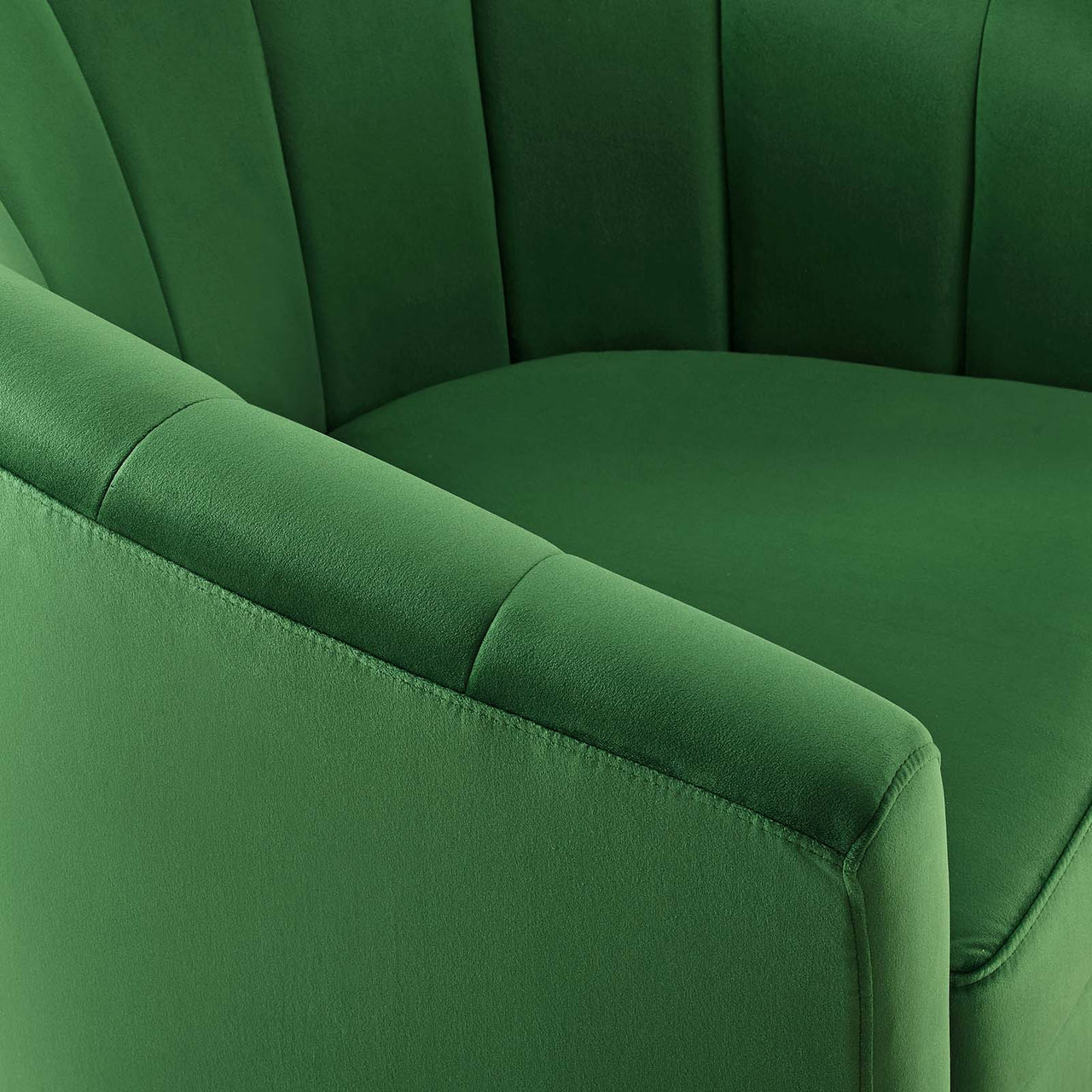 Alessa Upholstered Velvet Swivel Armchair, Emerald