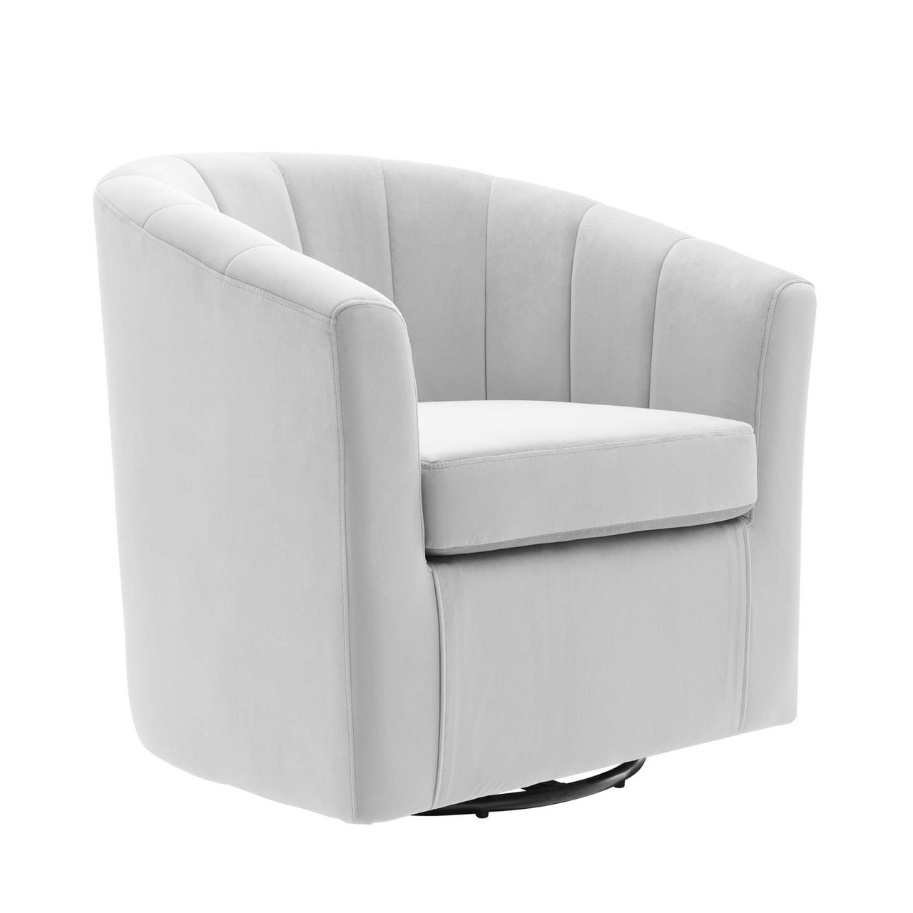 Alessa Upholstered Velvet Swivel Armchair, Light Gray