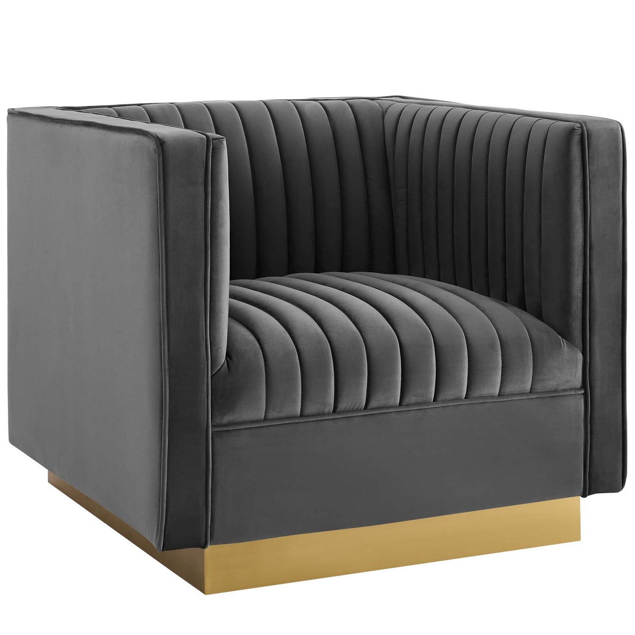 Vladimir Velvet Sofa & Armchair Set, Gray