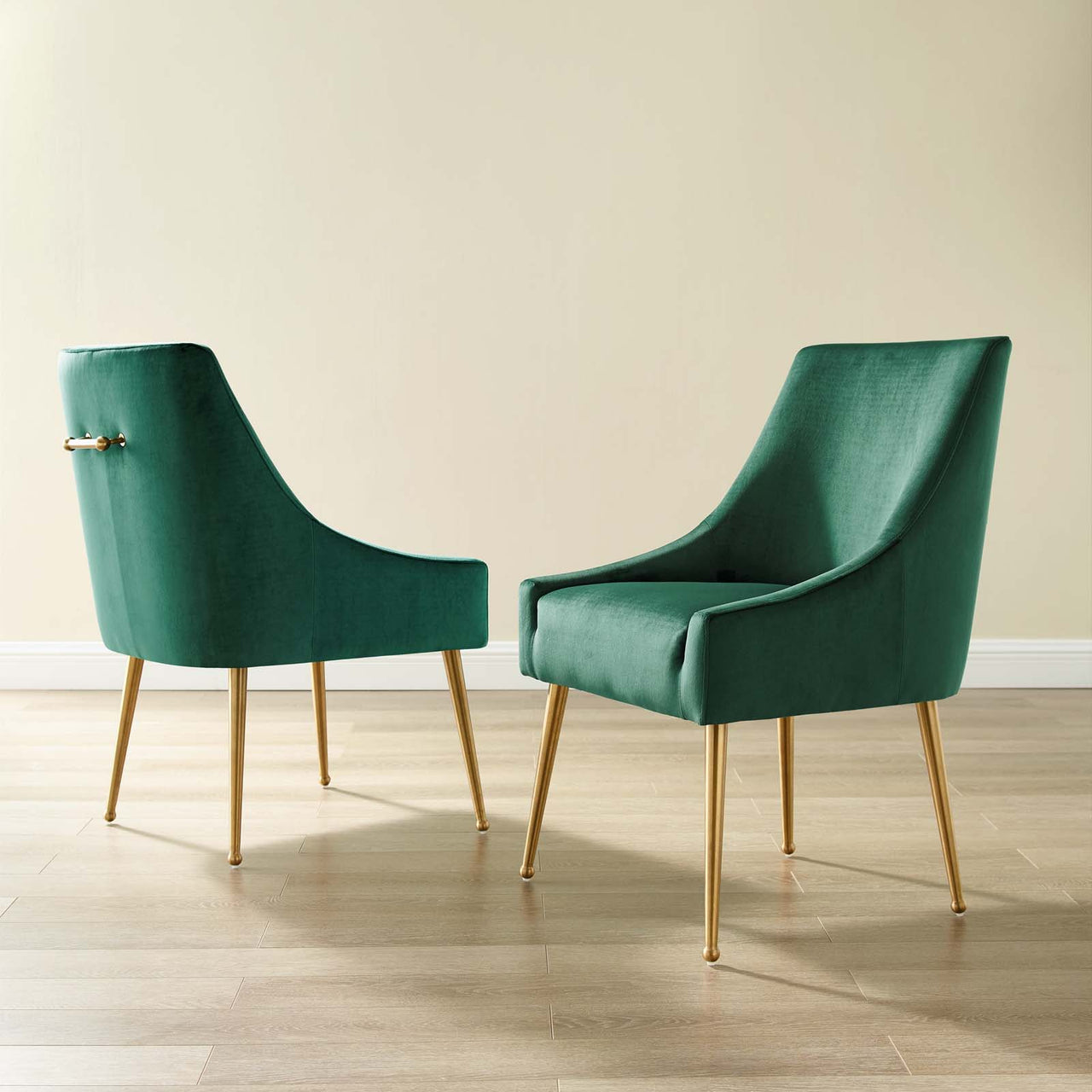 Virella Upholstered Velvet Dining Chair Set of 2, Green