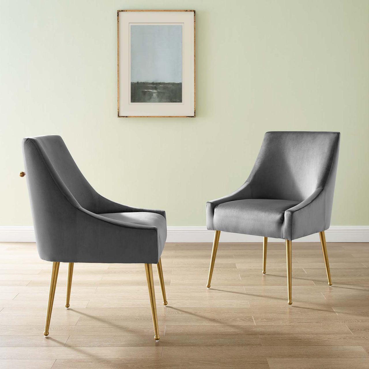 Virella Upholstered Velvet Dining Chair Set of 2, Gray