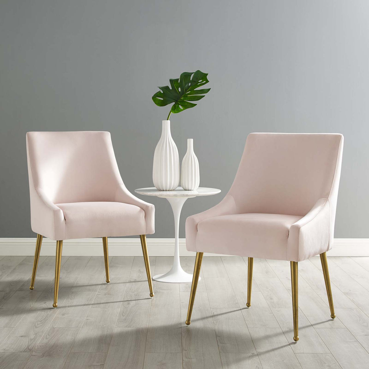 Virella Upholstered Velvet Dining Chair Set of 2, Pink