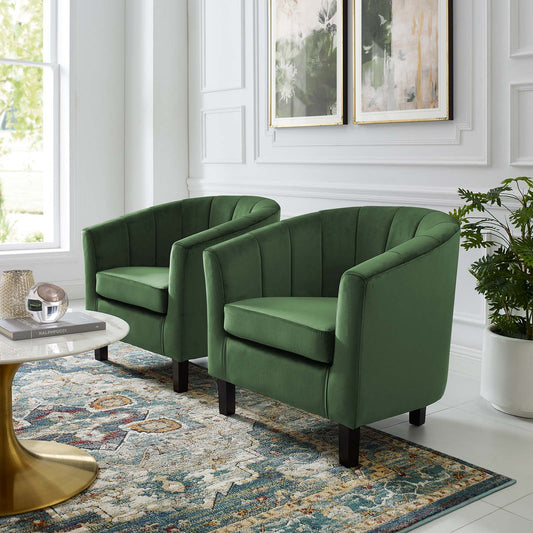 Alessa Upholstered Velvet Armchair Set of 2, Emerald