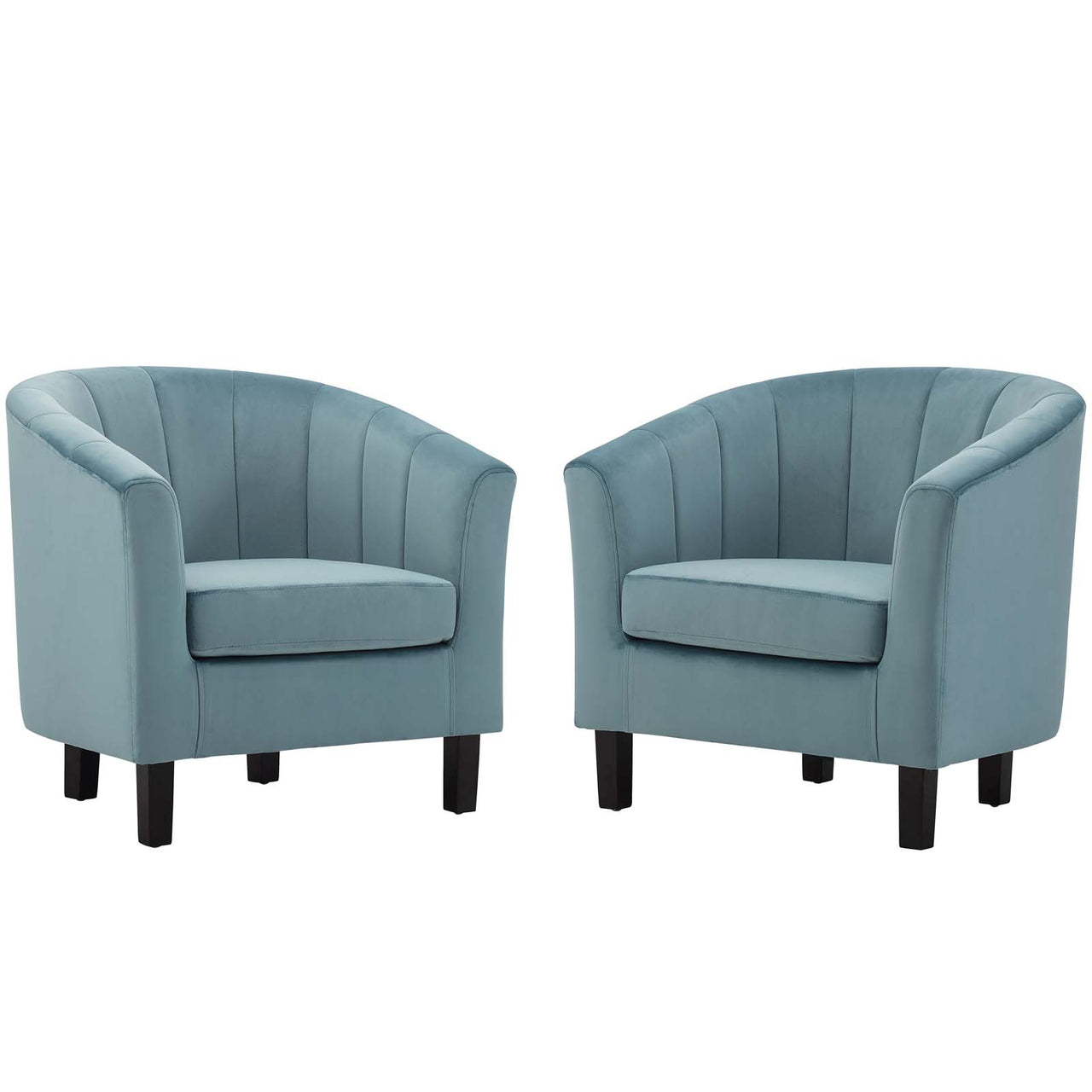 Alessa Upholstered Velvet Armchair Set of 2, Light Blue