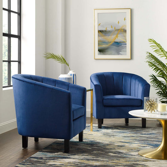 Alessa Upholstered Velvet Armchair Set of 2, Navy
