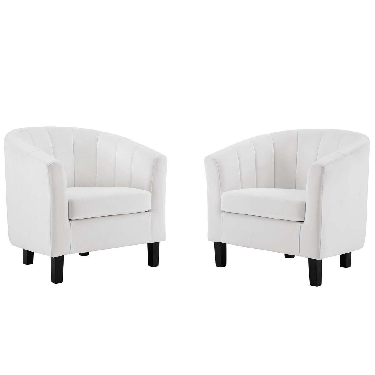 Alessa Upholstered Velvet Armchair Set of 2, White