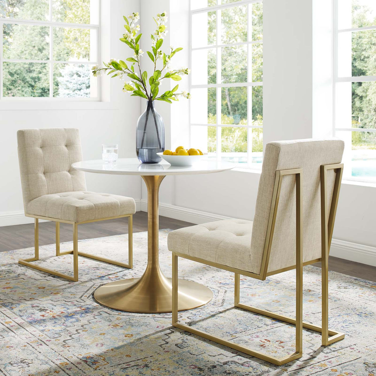 Circuit Upholstered Dining Chair Set of 2, Beige