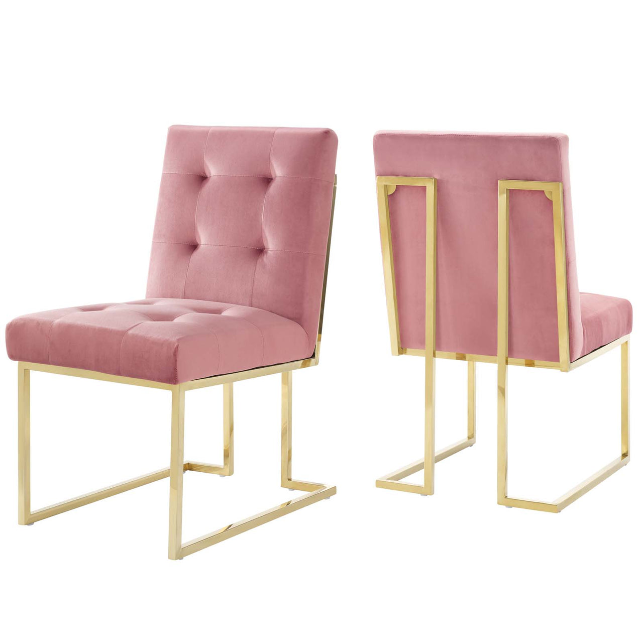 Circuit Upholstered Velvet Dining Chair Set of 2, Dusty Rose