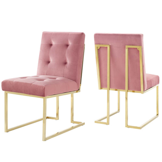 Circuit Upholstered Velvet Dining Chair Set of 2, Dusty Rose